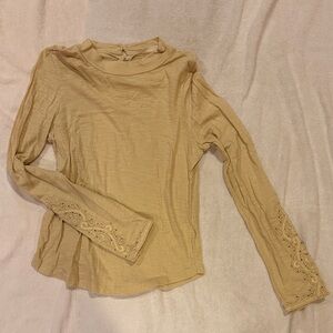 Elegant Beige Long Sleeve Women's Top